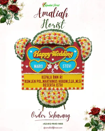 Karangan Papan Bunga Pernikahan di Sawitan